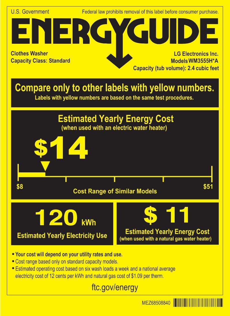 LG WM3555HVA 24 Inch Smart Front Load Washer/Dryer Combo with 2.4 cu.ft. Capacity, 14 Programs, 13 Wash Options, 8 Dry Cycles, TurboWash™, Allergiene™ Cycle, Sanitize Cycle, Steam Refresh LG