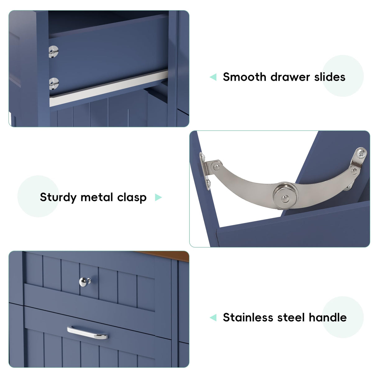 Betterhood Double Tilt Out Trash Cabinet with Power Outlet, 10 Gallon Trash Cabinet with Storage,Pet Proof Trash Can with 2 AC & USB Sockets for Kitchen,Living Room (Blue) Betterhood