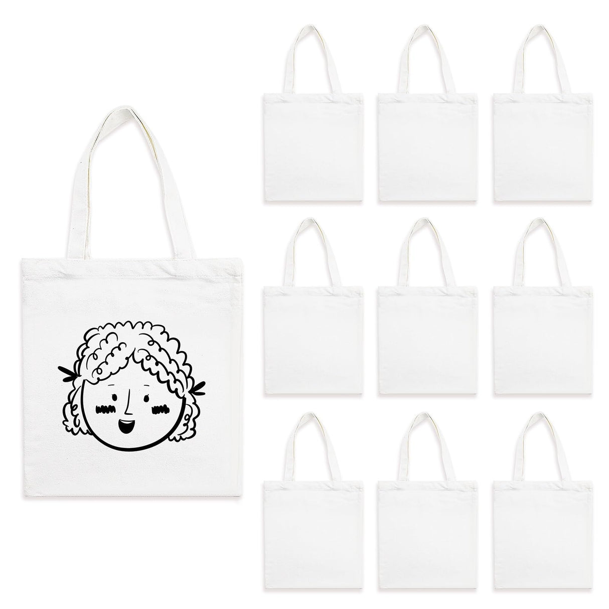 OKBA 10 PCS Sublimation Tote Bag,Sublimation Canvas Bags Bulk, Scrawl Shopping Bag, Blank Canvas Tote Bags for DIY Craft and Decorative Craft 10.2 * 12.6 inches(26 * 32cm). (White) OKBA