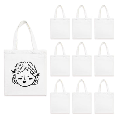OKBA 10 PCS Sublimation Tote Bag,Sublimation Canvas Bags Bulk, Scrawl Shopping Bag, Blank Canvas Tote Bags for DIY Craft and Decorative Craft 10.2 * 12.6 inches(26 * 32cm). (White)