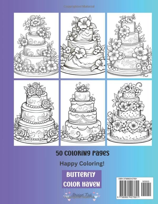 Wedding Cakes Coloring Book: 50 Wedding Cake Coloring Pages; Relaxation and Stress Relief WoodArtSupply