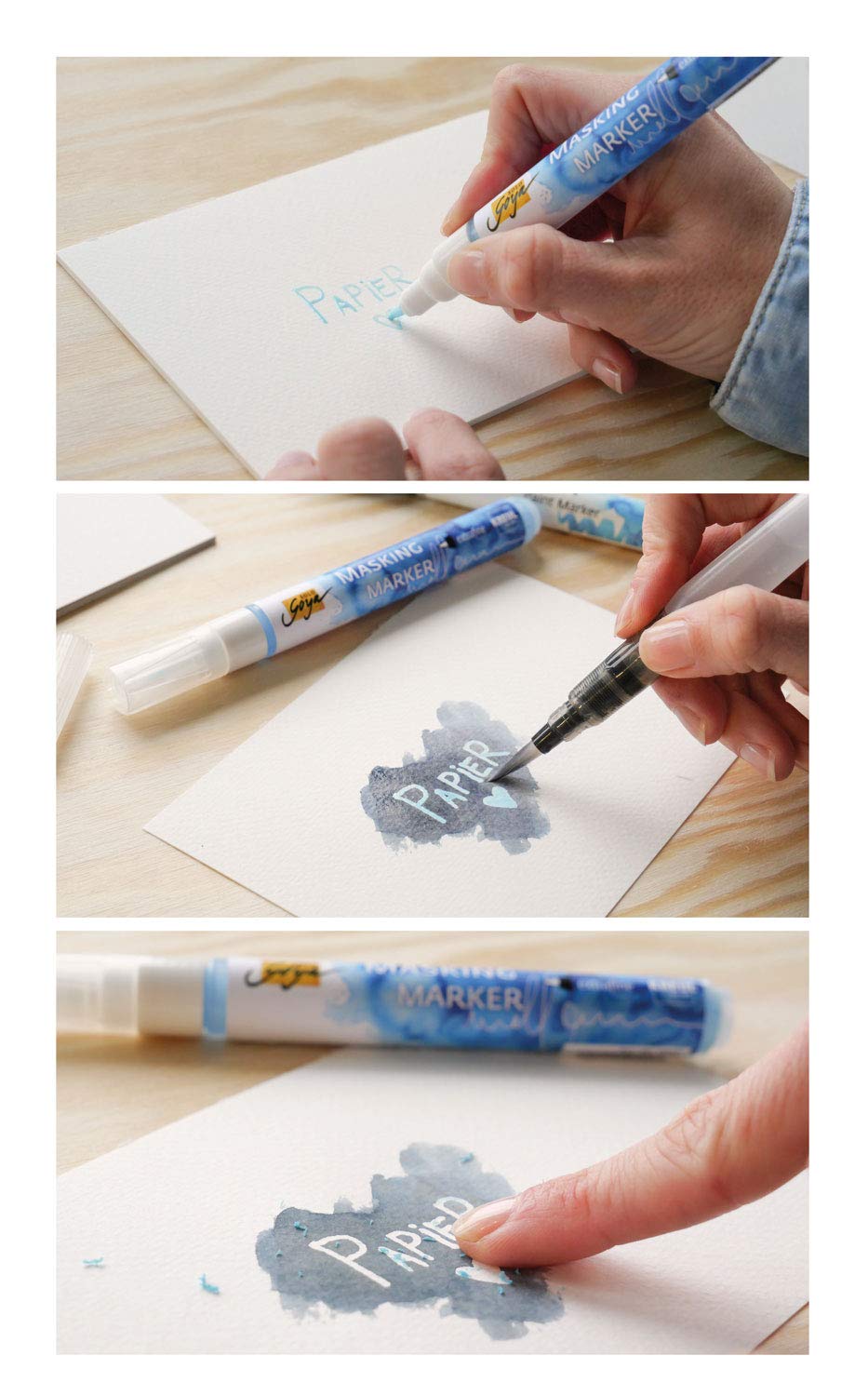 KREUL 18160 Solo Goya fine, Removable Scratch Masking Marker Shape, for Precise and Sharp Middle of Flowing Watercolour Paint, line Width 1-2 mm, Blue KREUL