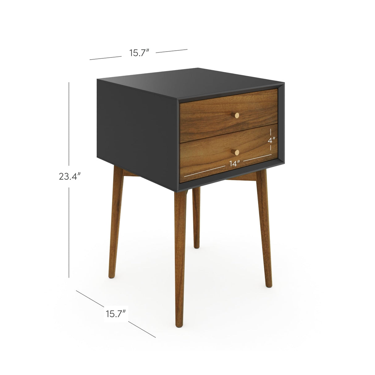 Nathan James Harper Modern Nightstand Side Accent or End Table with Storage Drawer, 1, Black/Brown Nathan James
