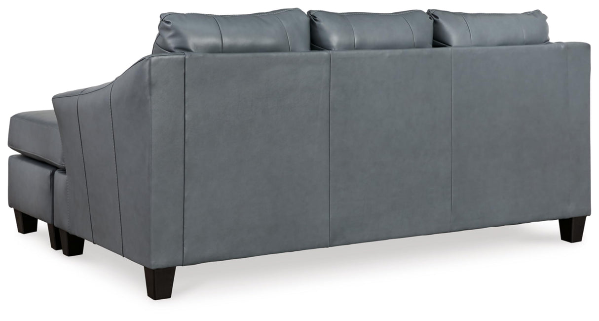 Signature Design by Ashley Genoa Modern Leather Sectional Sofa Couch with Chaise Lounge, Blue Signature Design by Ashley