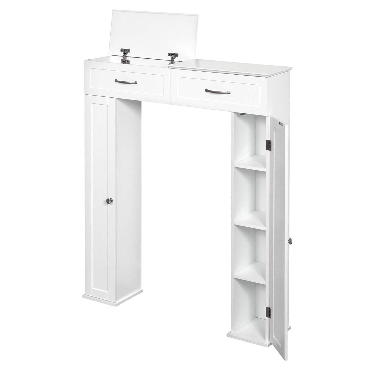 Zenna Home Over The Toilet Storage Cabinet with Shelves, White – Bathroom Organizer with Adjustable Shelving, Fits Above Toilet – Space-Saving Over Toilet Storage with Doors, Premium Classic Design Zenna Home