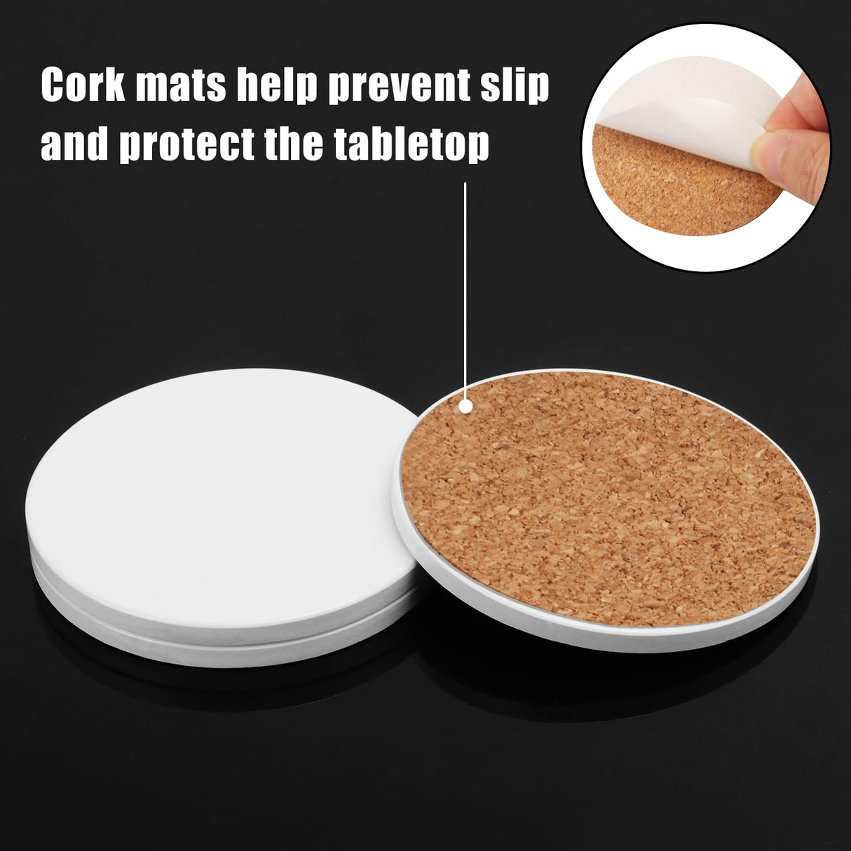 40 Pieces 4 Inch Sublimation Blank Ceramic Coasters, Glazed Ceramic Coasters, Ceramic Round Coasters with Cork Backing Pads for Painting, DIY Crafts, Sublimation, Circular, White. by GNIEMCKIN GNIEMCKIN