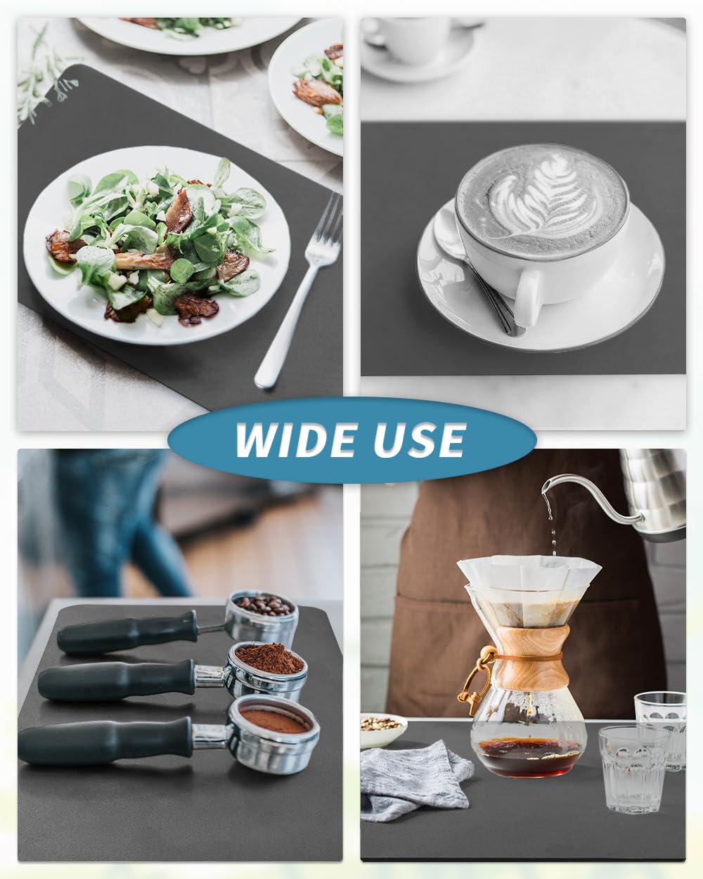 AMOAMI-Coffee Mat Hide Stain Rubber Backed Absorbent Dish Drying Mat for Kitchen Counter-Coffee Bar Accessories Fit Under Coffee Maker Coffee Machine Coffee Pot Espresso Machine 12"x19" Dark Grey AMOAMI