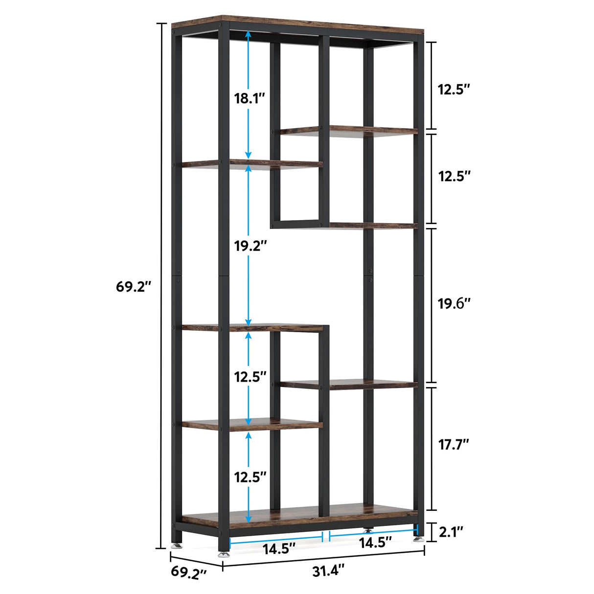 Tribesigns Industrial 6-Tier Bookshelf Set of 2 – Stylish Open Storage Bookcases for Living Room and Home Office Tribesigns