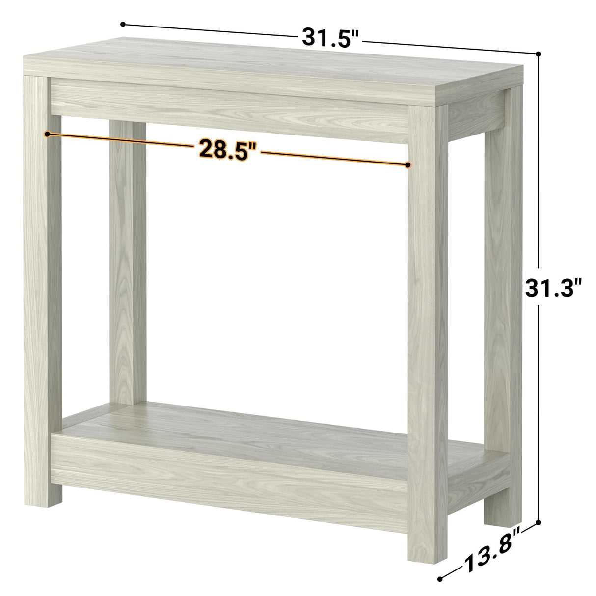 Besiost Small Farmhouse Wood Entryway Table Narrow Console Table with Storage Behind Couch Sofa Table with Shelves Entry Way Table with Open Storage, Easy Assembly, 32" Classical Washed Oak Besiost