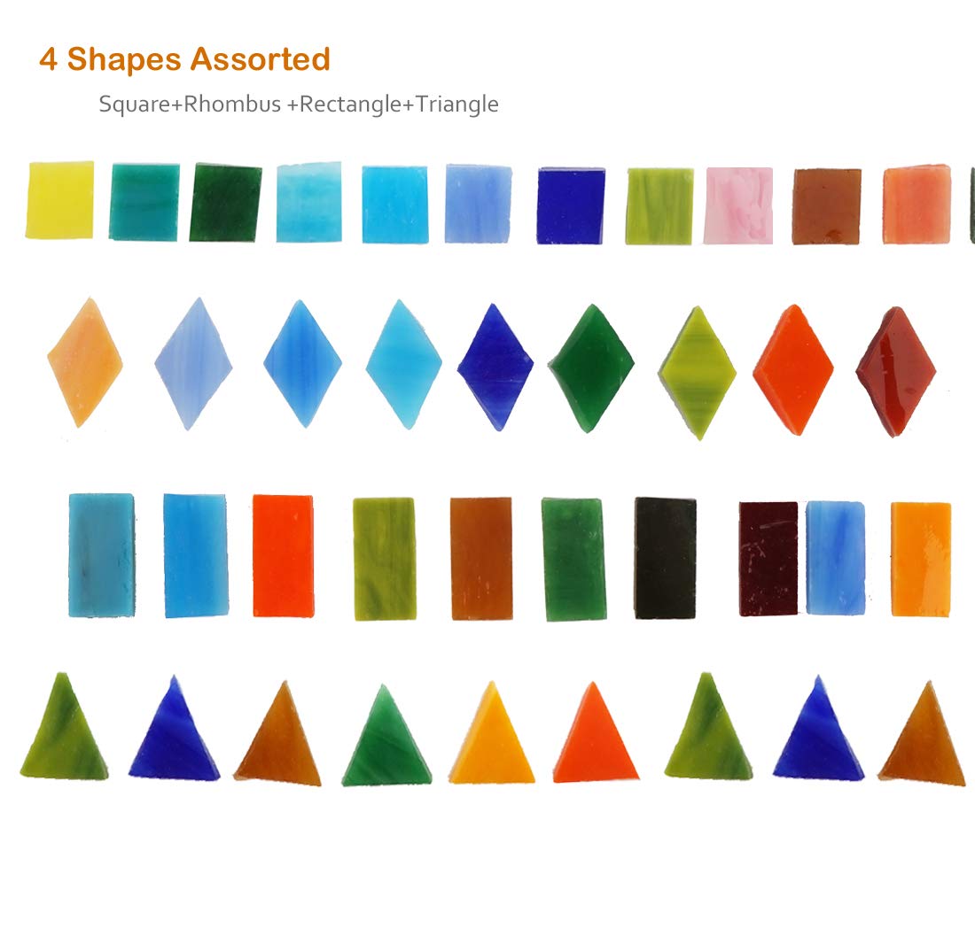 Lanyani 1050 Pieces Mixed Shapes Glass Mosaic Tiles for Crafts, Colorful Stained Glass Pieces for Mosaic Projects Lanyani