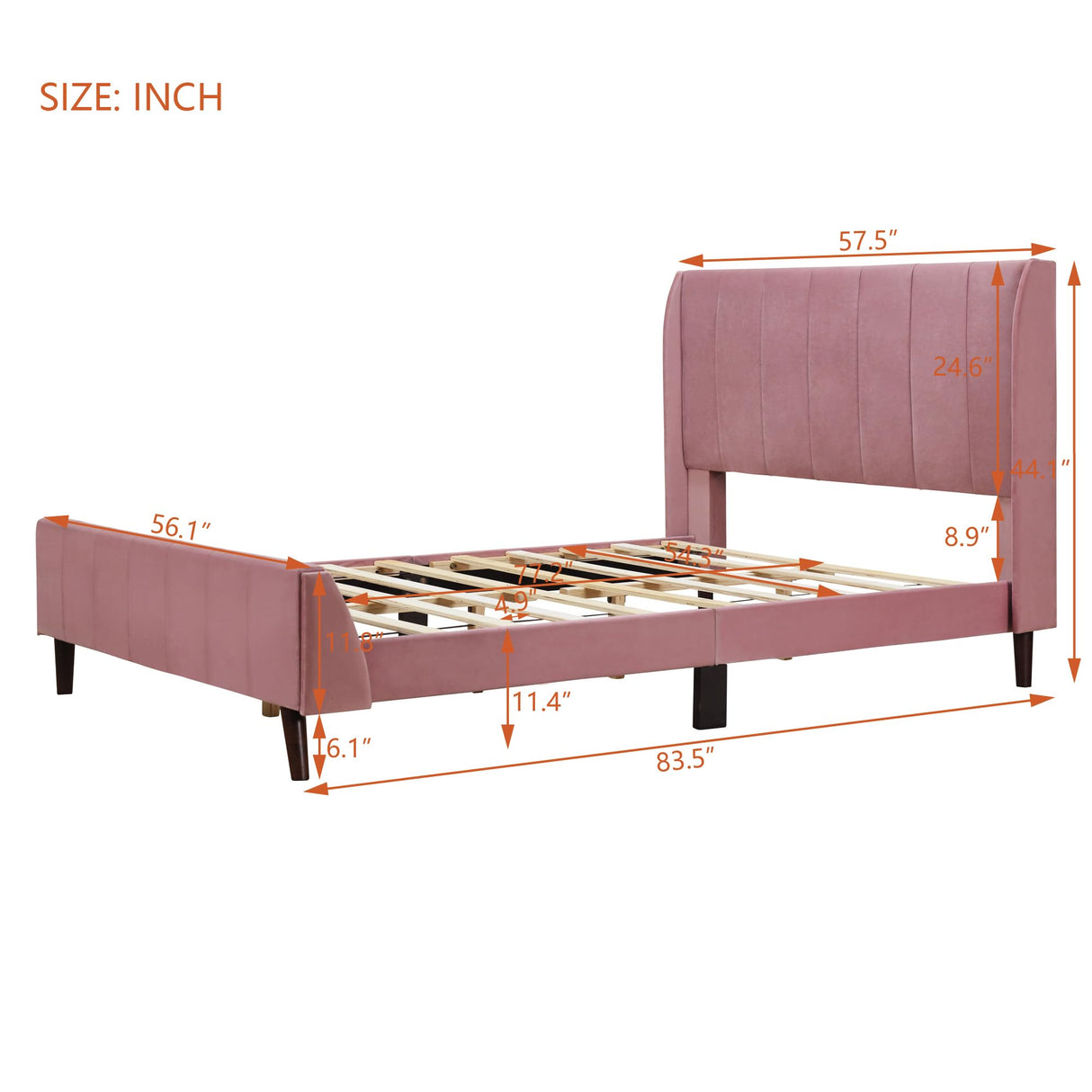 Favfurish Full Size Upholstered Platform Bed with Tufted Headboard and Footboard,Velvet Bedframe w/Mattress Foundation,Wood Slat Support,No Box Spring Needed, Bedroom/Guest Room, Pink Favfurish