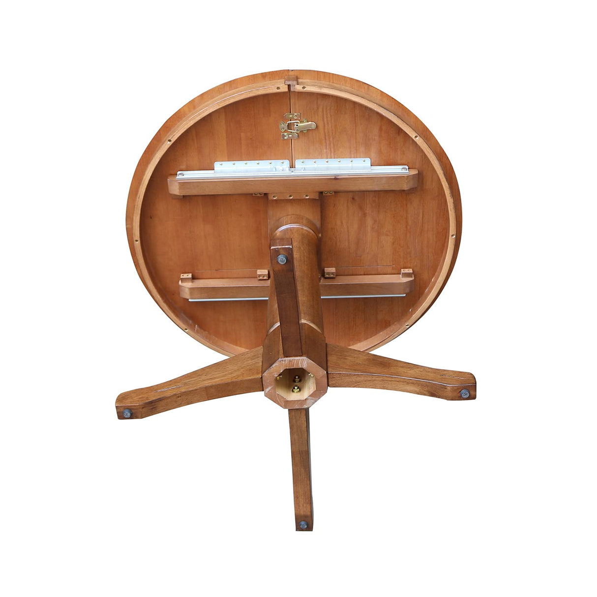 IC International Concepts 36" Round Top Pedestal 12" Leaf-30.1" H Dining Table, Distressed Oak IC International Concepts