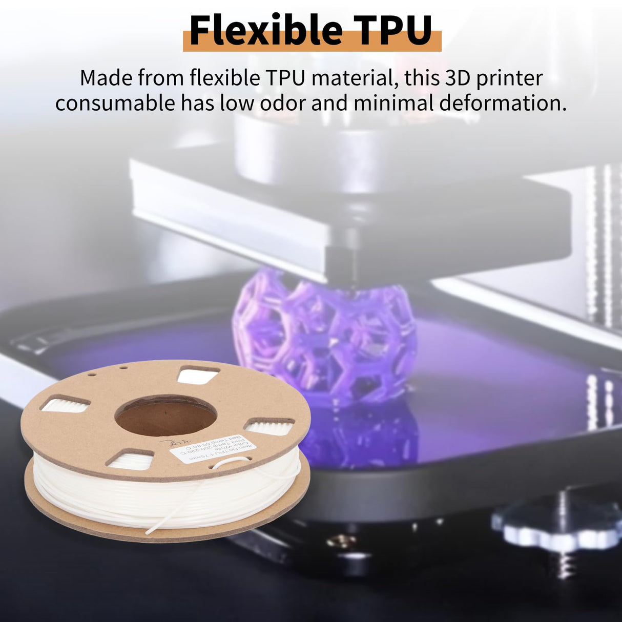 3D Printer Filament, 1.75mm Flexible TPU Filament Bundle, High Accuracy 95A Soft 3D Printer Consumable, for Shoe Soles Watch Bands Drone Parts, White Generic