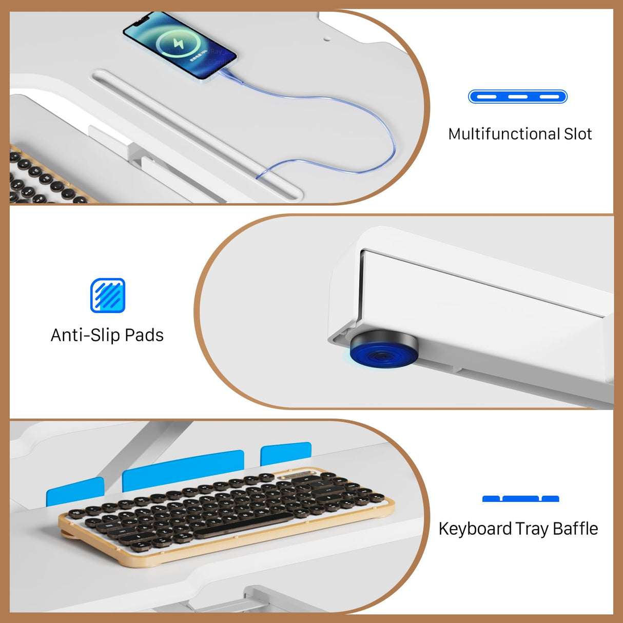 JYLH JOYSEEKER Standing Desk Converter 32 inch, Height Adjustable Sit Stand Desk Riser, Quick Sit to Stand Tabletop Dual Monitor Riser Workstation for Home Office with Keyboard Tray, White JYLH JOYSEEKER