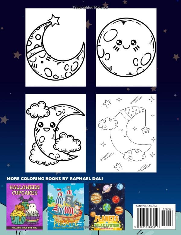 Moon and Star Coloring Book for Kids: Easy & Cute Moon and Star Design Coloring Pages Majosta