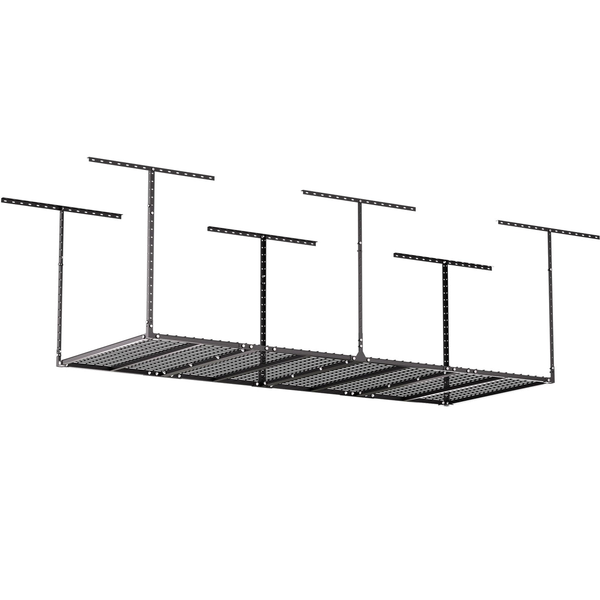 GIOTORENT 3x8FT Overhead Garage Storage Rack, Heavy Duty Metal Garage Ceiling Storage Racks, Adjustable Garage Shelving/Garage Organization/Garage Storage Shelves, 600lbs Weight Capacity, Black GIOTORENT