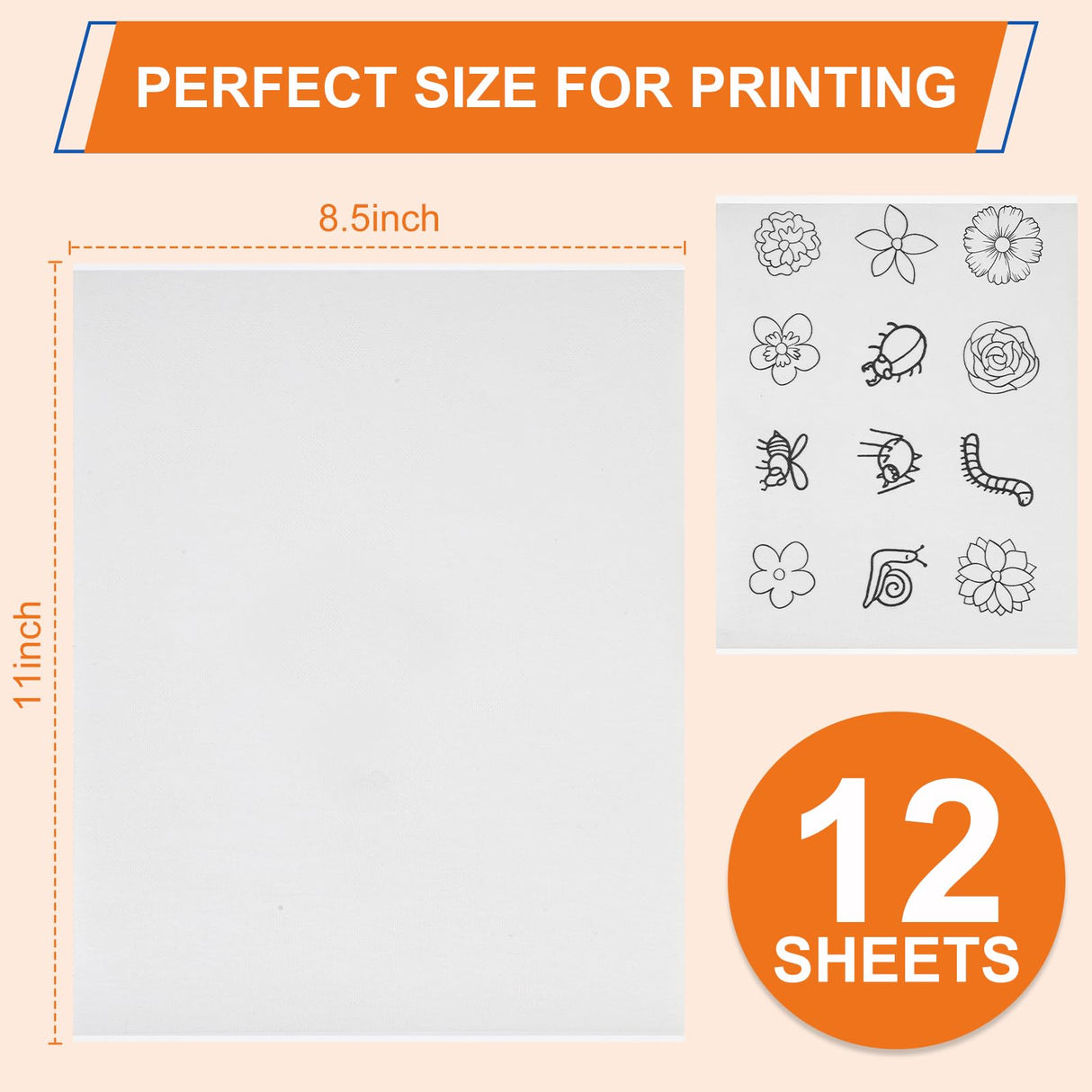 FURWEY 12PCS 8.5"x11" Sticky Water Soluble Embroidery Stabilizer Printable Paper Wash Away Stabilizer Allowed for Print or Draw Patterns Medium Weight for Hand & Machine Embroidery FURWEY