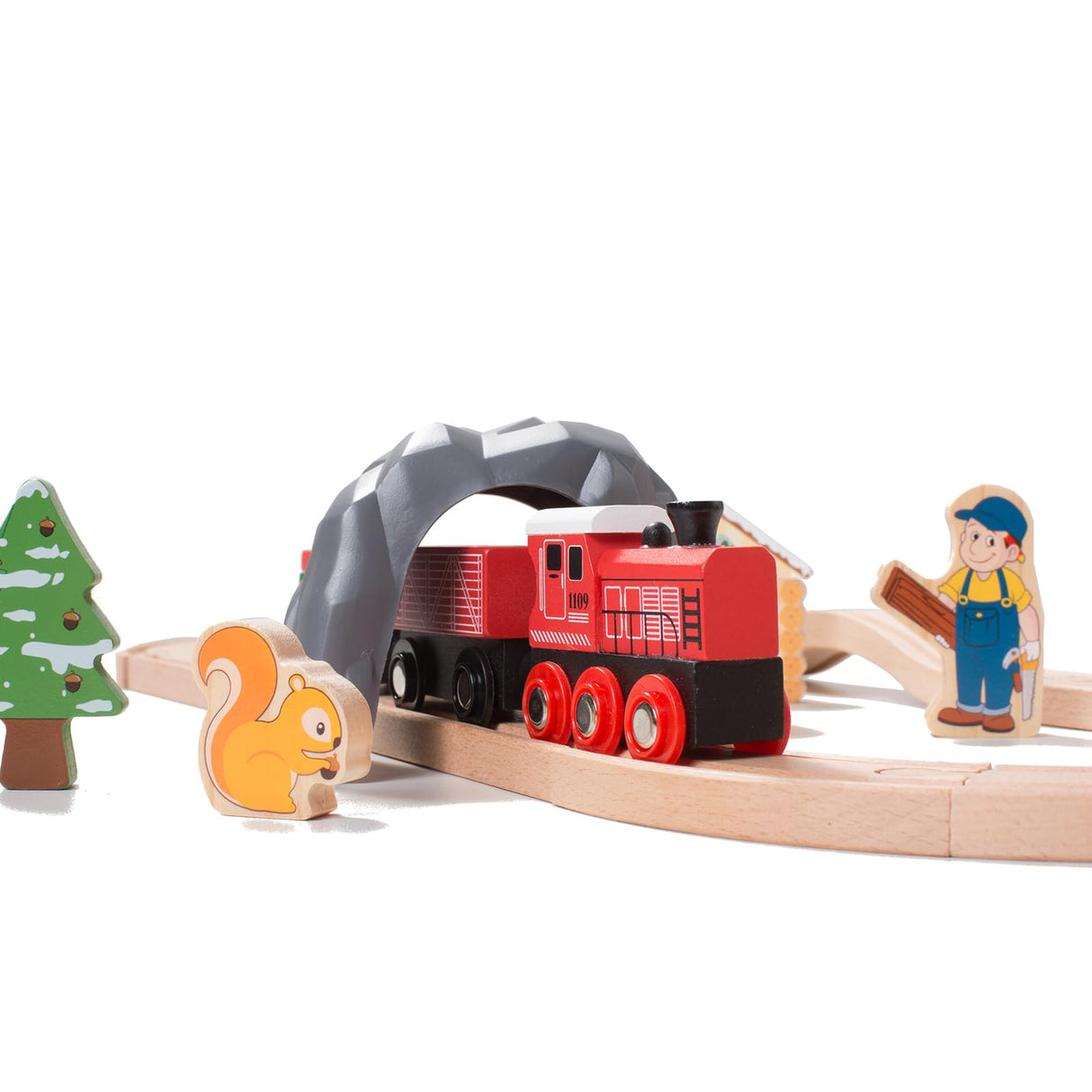 Giant bean Forest Theme Wooden Train Set for Toddler- 36PCS Expandable & Changeable Wooden Train Tracks Toy, for Kids Boys and Girls 3-7, Fits for Giant bean