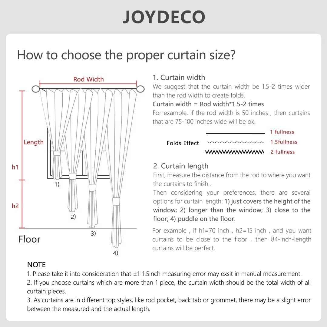 Joydeco 100% Greyish White Blackout Curtains 108 inches Long Linen Curtains 2 Panels Set Burg for Bedroom Living Room Blackout Darkening Thermal Insulated Back tab RodPocket(52x108 inchGreyishWhite) Joydeco