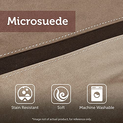Madison Park Palisades Comforter Set Modern Faux Suede Pieced Stripe Design, All Season Down Alternative Cozy Bedding with Matching Shams, Decorative Pillows, King(104"x92"), Brown 7 Piece Madison Park