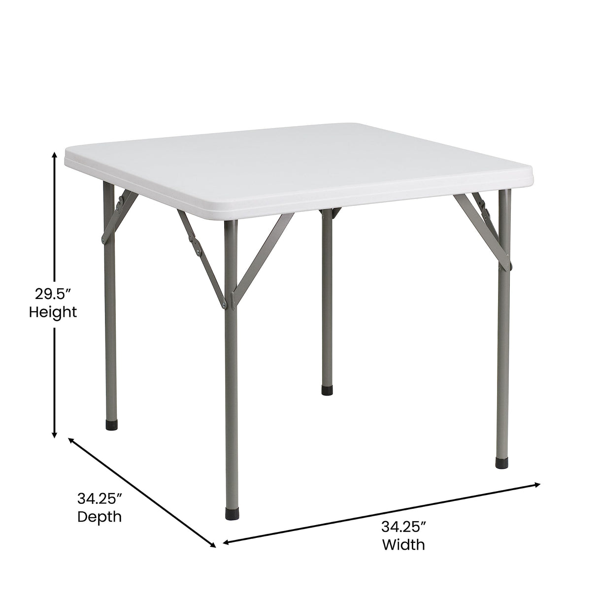 Flash Furniture Elon 2.85' Square Plastic Folding Event Table for Indoor/Outdoor Events, Portable Banquet Table with Locking Legs, White Flash Furniture