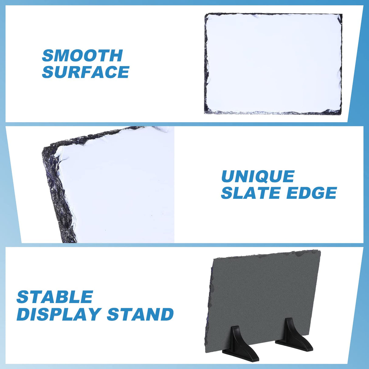 Gersoniel 10 Pcs Sublimation Slate Blanks 7.9 x 5.9 Inch Heat Thermal Transfer Rock Stone Photo Frame with Display Stand, Rectangular Sublimation Heat Press Picture Slate for DIY Desktop Souvenir Gift Gersoniel
