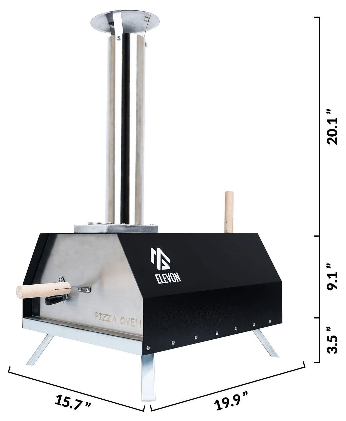 Elevon Pizza Oven Wood Fired Pizza Maker, Portable Stainless Steel, Pizza Grill, Outdoors with Pizza Peel and Pizza Stone Elevon
