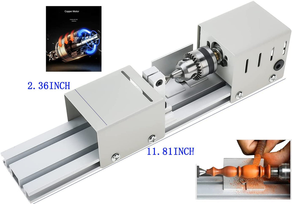 BJinegely Mini Lathe Beads Polisher Machine, Micro-Multi-Function Lathe Woodworking Wood DIY Tool Set BJinegely