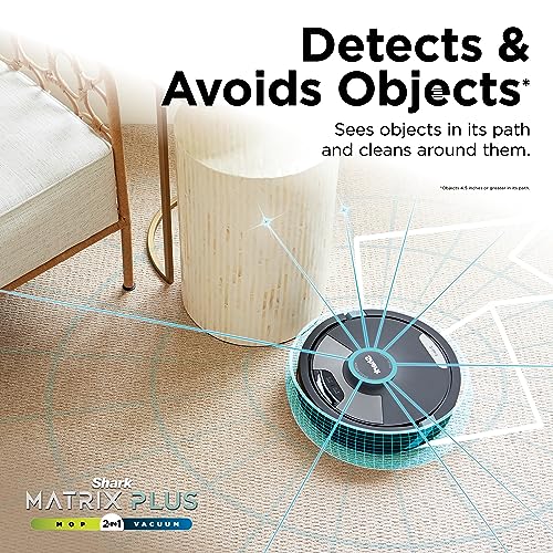 Shark Matrix Plus 2in1 Robot Vacuum & Mop with Sonic Mopping, Matrix Clean, Home Mapping, HEPA Bagless Self Empty Base, CleanEdge, for Pet Hair, WiFi, Black/Mocha, AV2630WA Shark