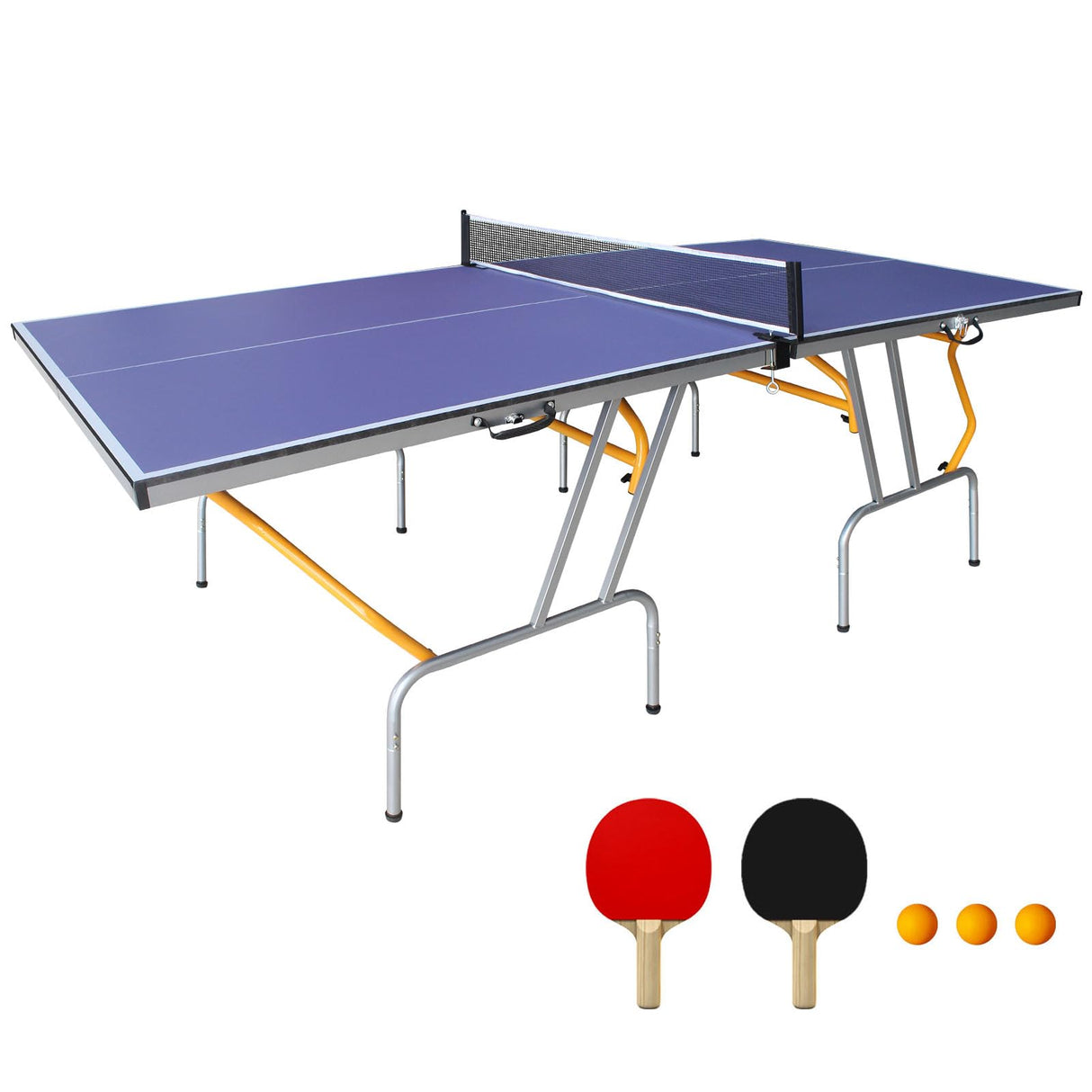 Generic Table Tennis Table, 8Ft Foldable & Portable Ping Pong Table Set with 2 Table Tennis Paddles, 3 Balls and Net for Indoor Outdoor Game Generic