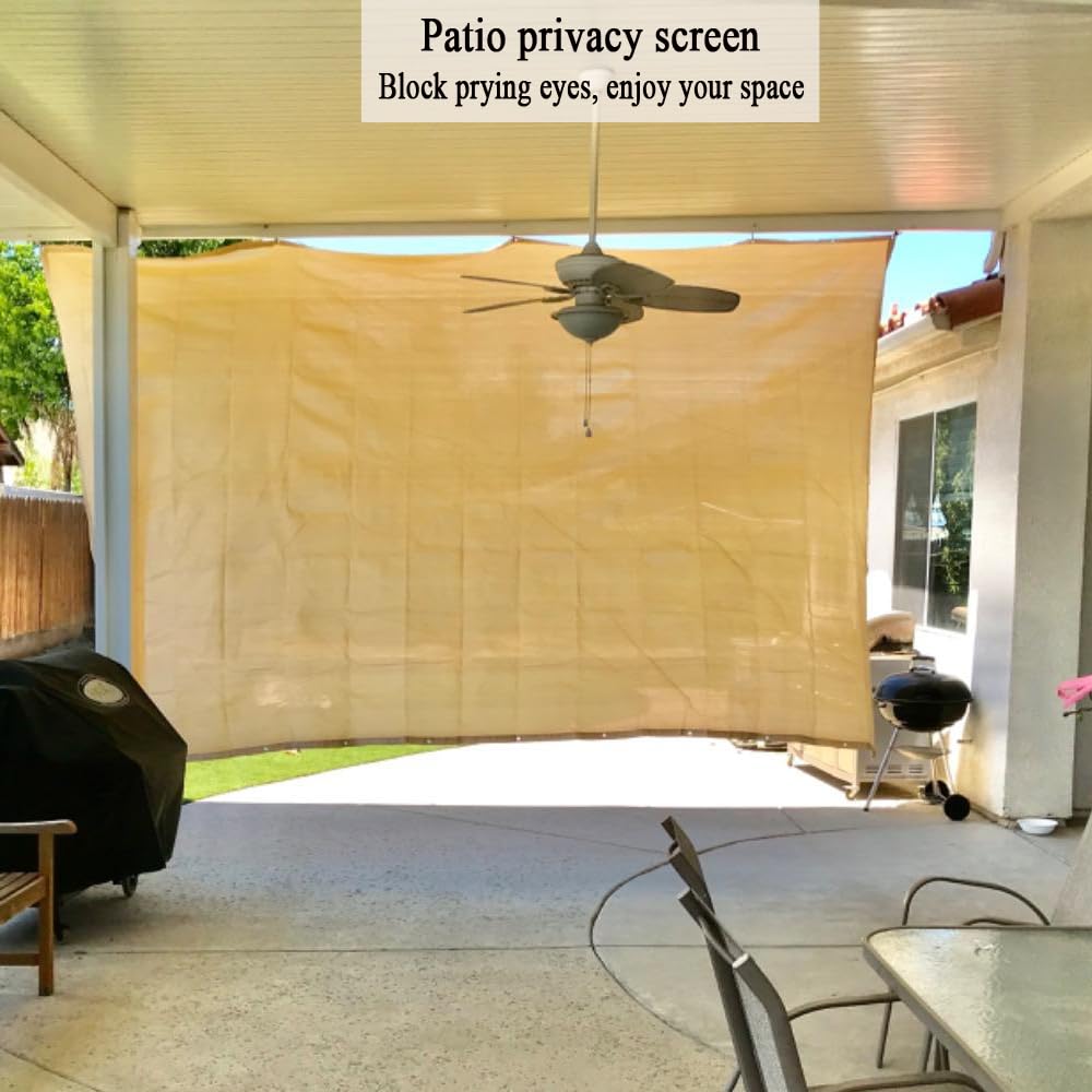 JUNKOGO 90% Sun Shade Cloth, 10x15ft Pergola Shade Cover with Reinforced Grommets, Shade Fabric Privacy Screen Cover Canopy with UV Protection for Pergola, Patio, Garden, Porch, Deck, Backyard JUNKOGO