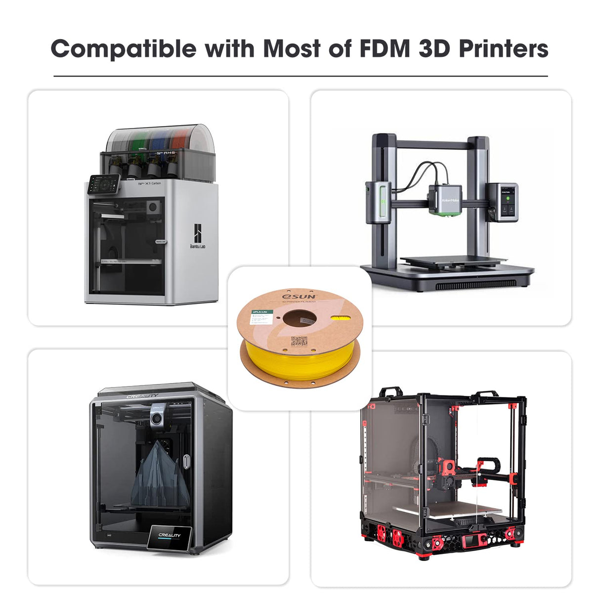 eSUN PLA Filament 1.75mm, High Toughness 3D Printer Filament Upgraded PLA Filament, Dimensional Accuracy +/- 0.03mm, 1KG Cardboard Spool (2.2 LBS) 3D Printing Filament for 3D Printers, Yellow eSUN