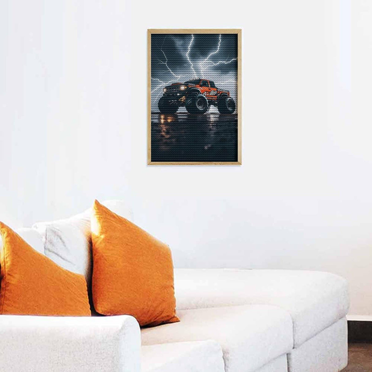 Monster Truck Black Sky Lightning Roar 5D Diamond Painting Kits for Adults Beginners DIY Diamond Art Kit Large Gem Painting Full Round Drill Diamond Dots Gem Art Crafts for Home Wall Decor Gifts 8"x12 QMNBTES