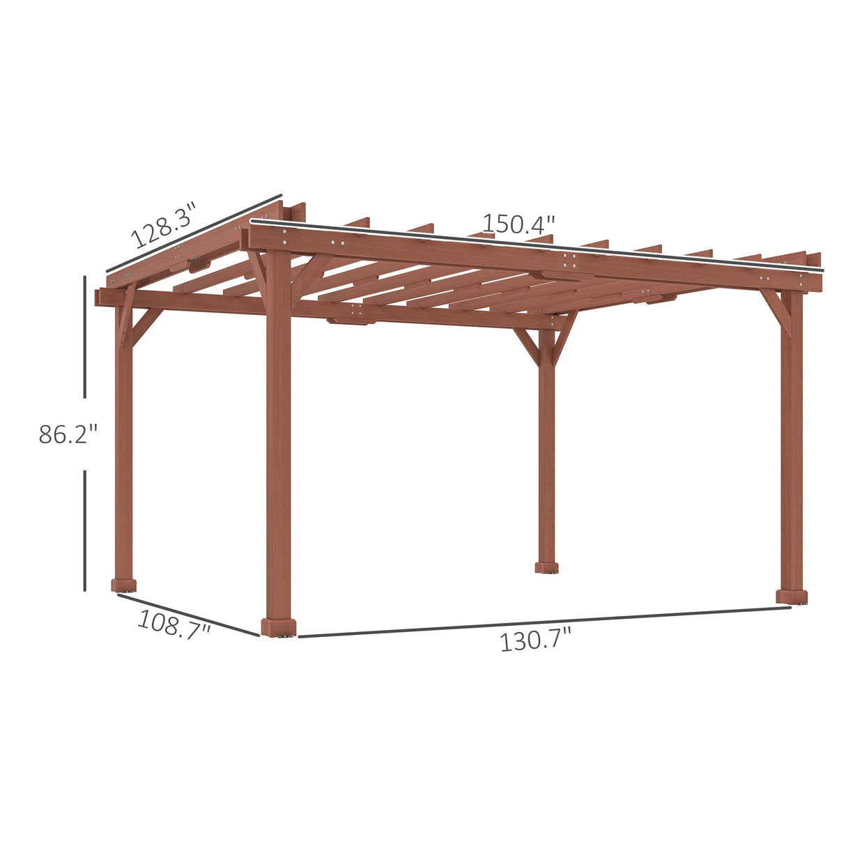 Outsunny 11' x 12.5' Outdoor Pergola, Wood Pergola Gazebo Grape Trellis with Stable Structure for Climbing Plant Support, Patio, Deck, Backyard, Lawn Outsunny