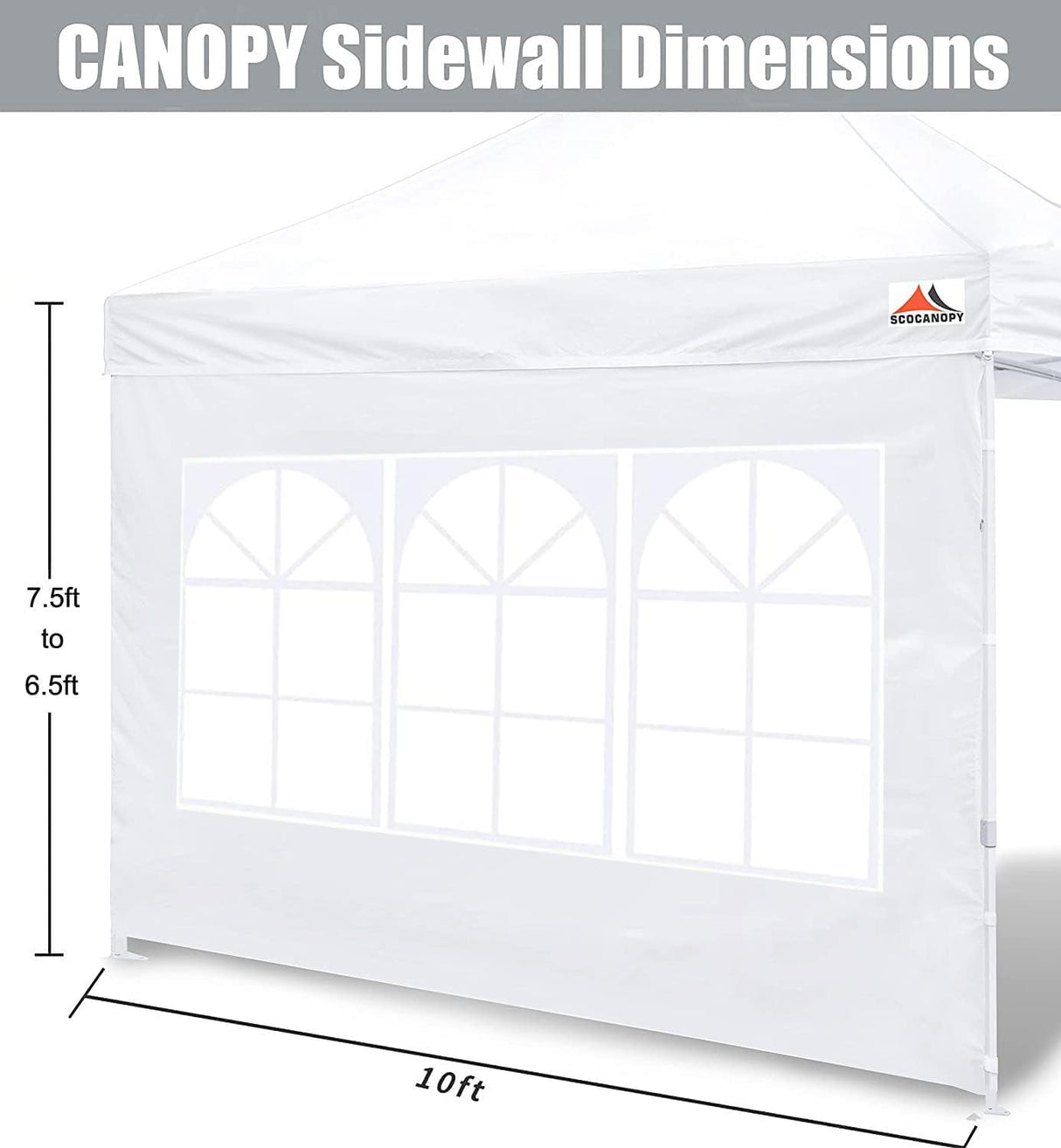 SCOCANOPY SideWall with Window for 10x10 Canopy Frame, 2 Pcs Sunwalls Only,White SCOCANOPY