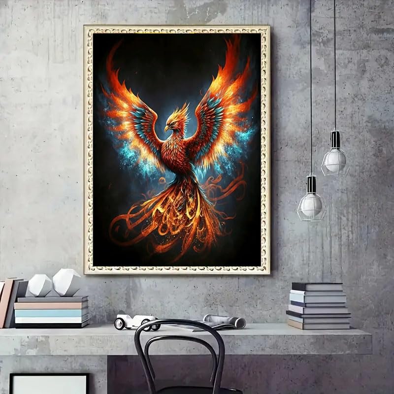 CXYQLC DIY 5D Diamond Painting Kits for Adults Diamond Art Fire Phoenix Diamond Painting Full Drill Crystal Rhinestone Embroidery Craft Kits for Home Wall Decor Gifts 11.8x15.7inch CXYQLC