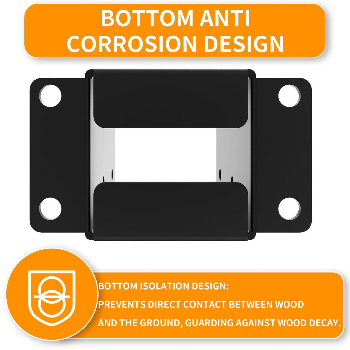 AOSTD 4x4 Post Base 4 Pcs- Inner Size 3.5x3.5 Inch Wood Fence Post Anchor - 13 Gauge Heavy Duty Solid Steel Black Powder-Coated Railing Post Brackets for Support Deck, Pergola - Includes Screws AOSTD