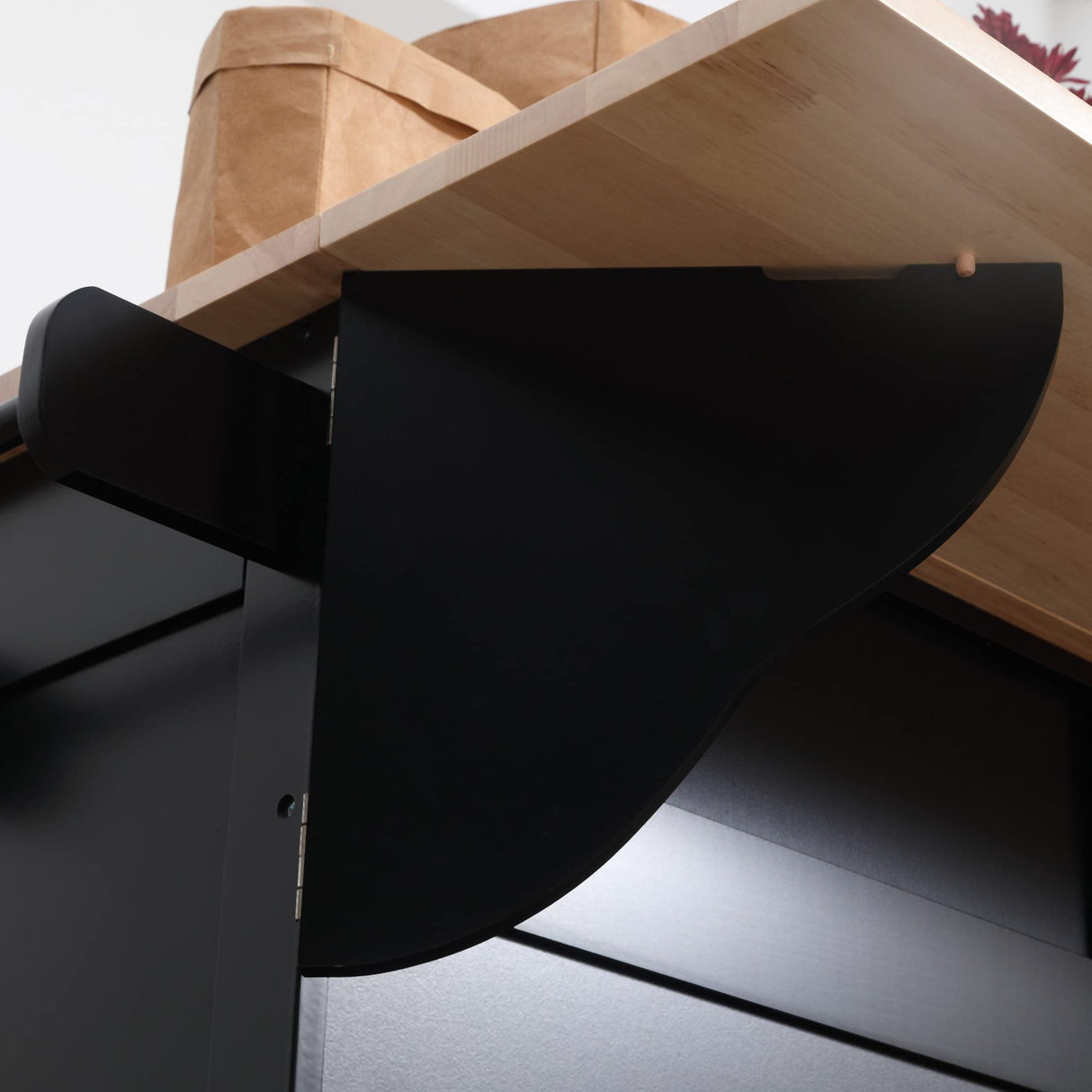 HOMCOM Rolling Kitchen Island Drop Leaf, Kitchen Cart on Wheels, Solid Wood Top Breakfast Nook with Storage Drawers, 4-Door Cabinets and Spice Rack, Black HOMCOM