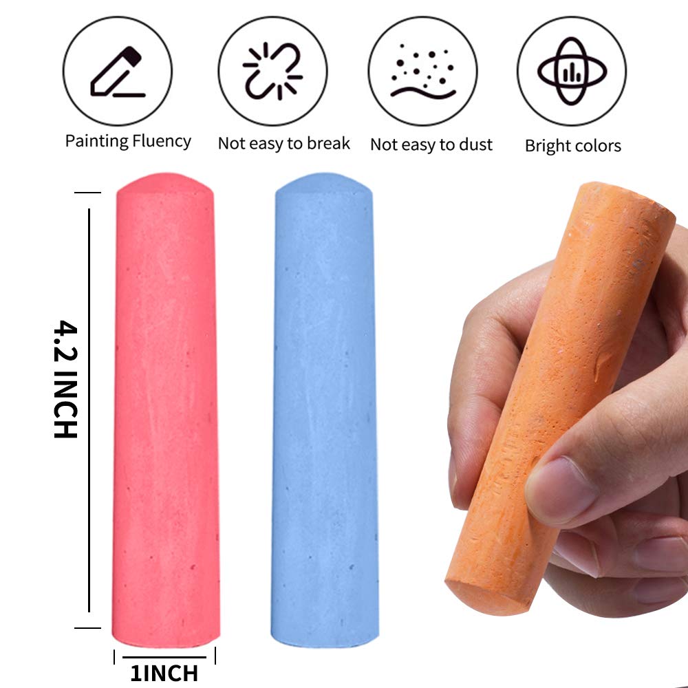 162 Pack 18 Colors Washable Sidewalk Chalk Set, Non-Toxic Jumbo Chalk for Outdoor Art Play, Paint on Playground, School Classroom Chalkboard, Office Blackboard, Outside Toys Gift For Kid and Adult JASNKKONT