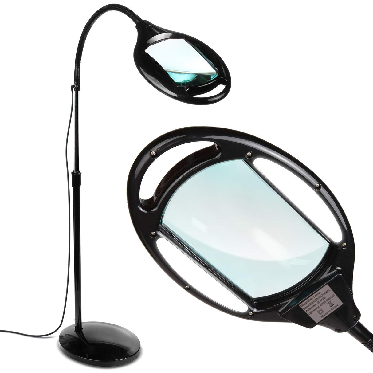 Brightech LightView Pro Magnifying Floor Lamp - Hands Free Magnifier with Bright LED Light for Reading - Work light With Flexible Gooseneck - Standing Mag Lamp Brightech