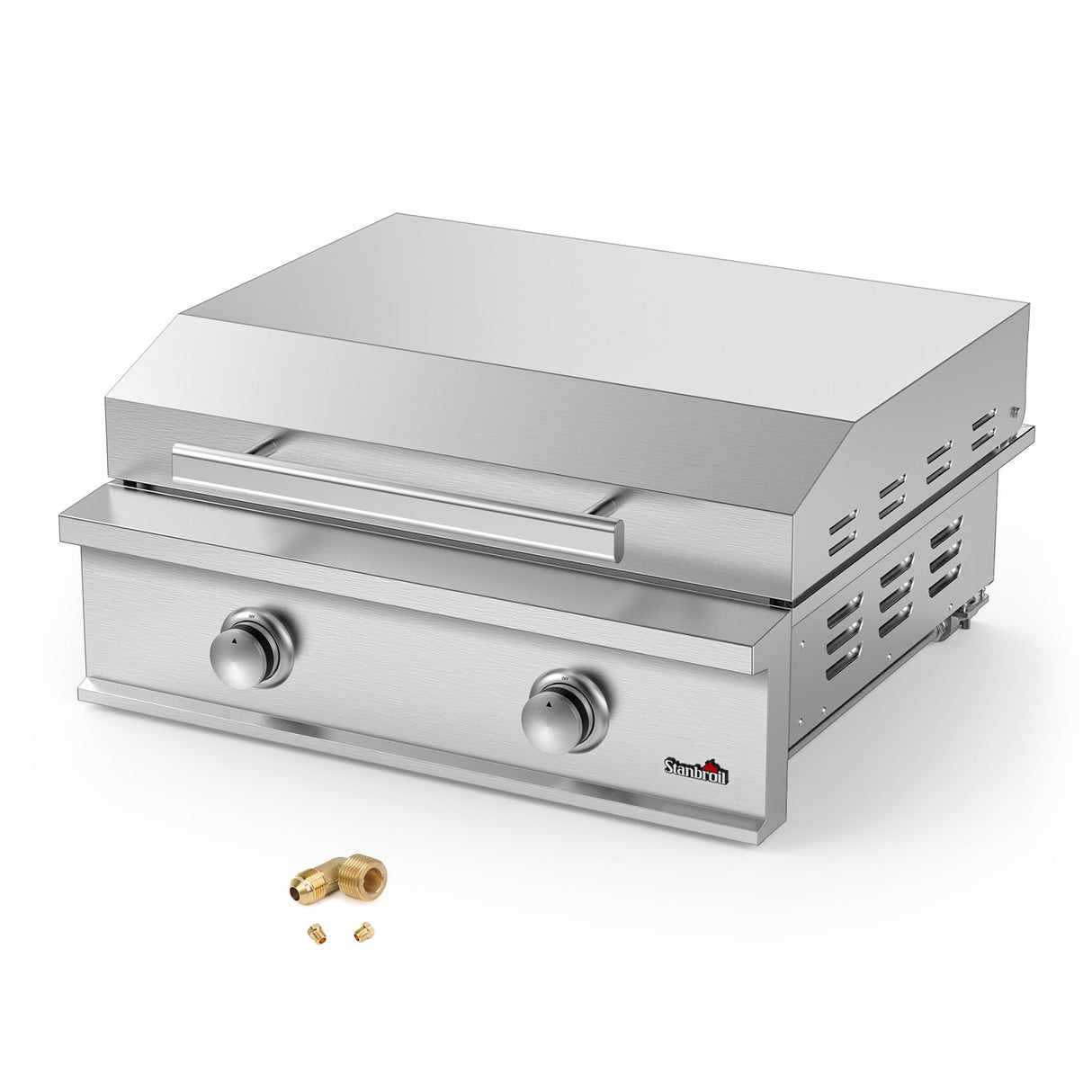 Stanbroil 28-Inch Premium Built-In Natural Gas Griddle for Outdoor Kitchen Grill, Durable Stainless Steel 2-Burner Flat Top Grill with Lid for BBQ Island, 34,000 BTUs Stanbroil