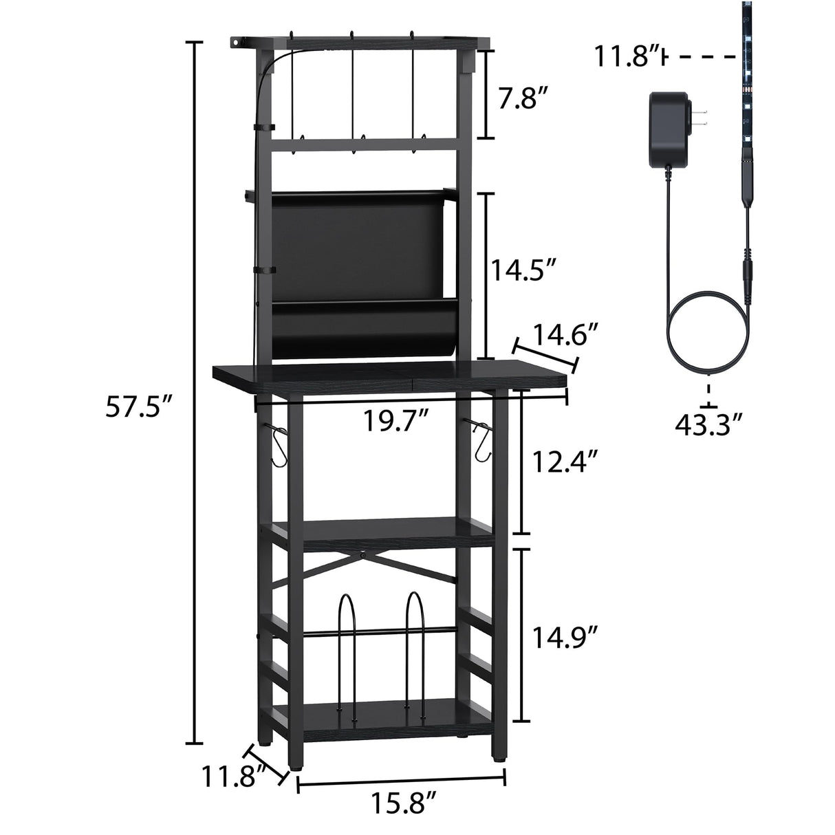 YAKANJ Record Player Stand with Led Light,Record Player Table with Vinyl Storage,Turntable Stand with Record Holder Vinyls Display Shelf for Music Room Studio,Black YAKANJ