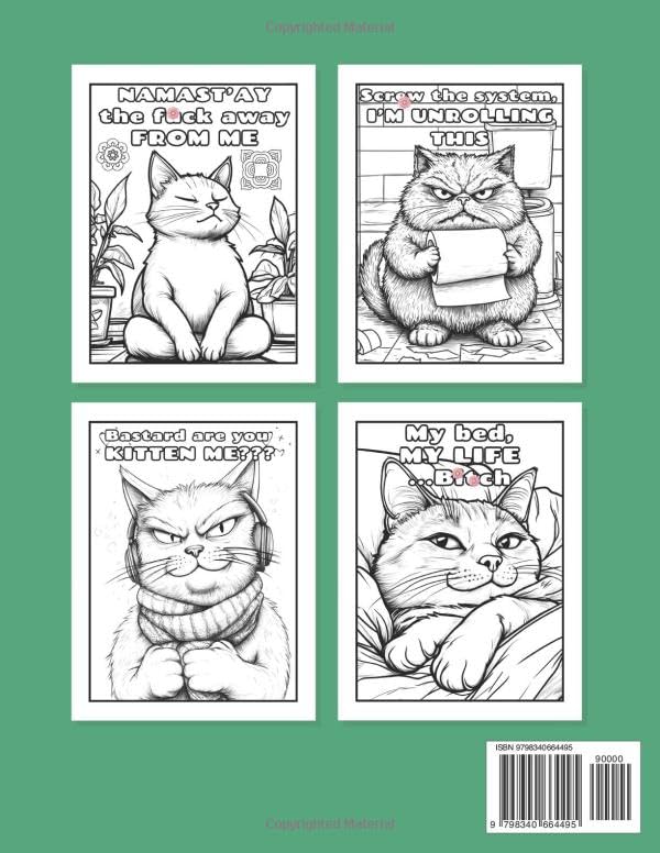 Swearing Cats: Adult Coloring Book for Cat Lovers with Sassy Cattitude, Funny Kitty Memes for Stress Relief. Majosta