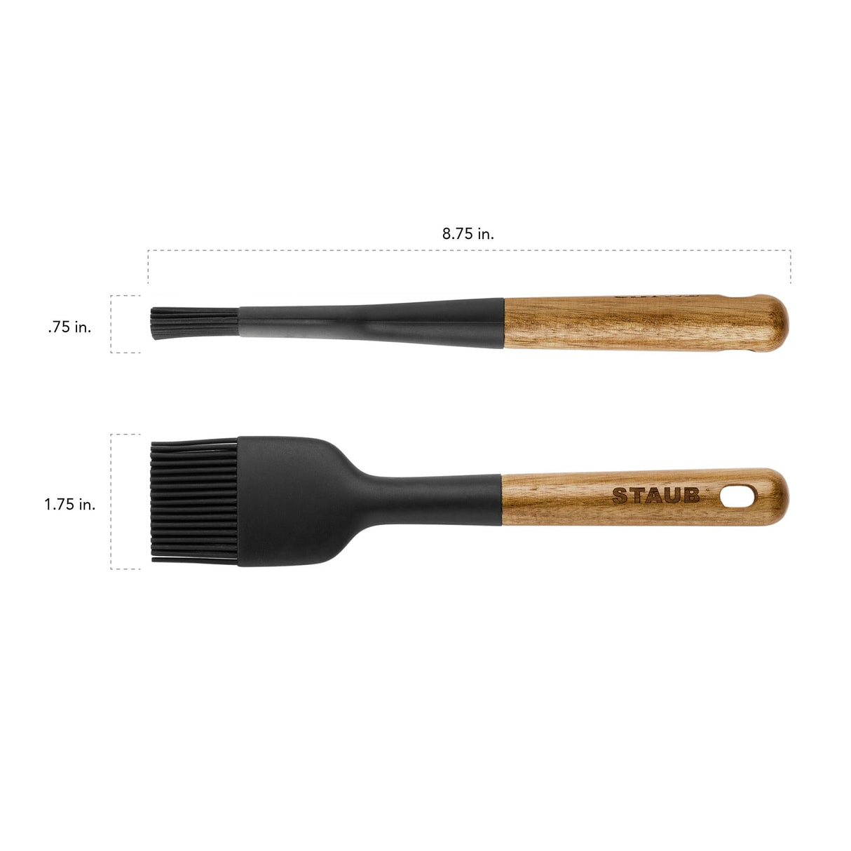STAUB Pastry Brush, Perfect for Evenly Glazing Pastries and Basting Meats, Durable BPA-Free Matte Black Silicone, Acacia Wood Handles, Safe for Nonstick Cooking Surfaces STAUB