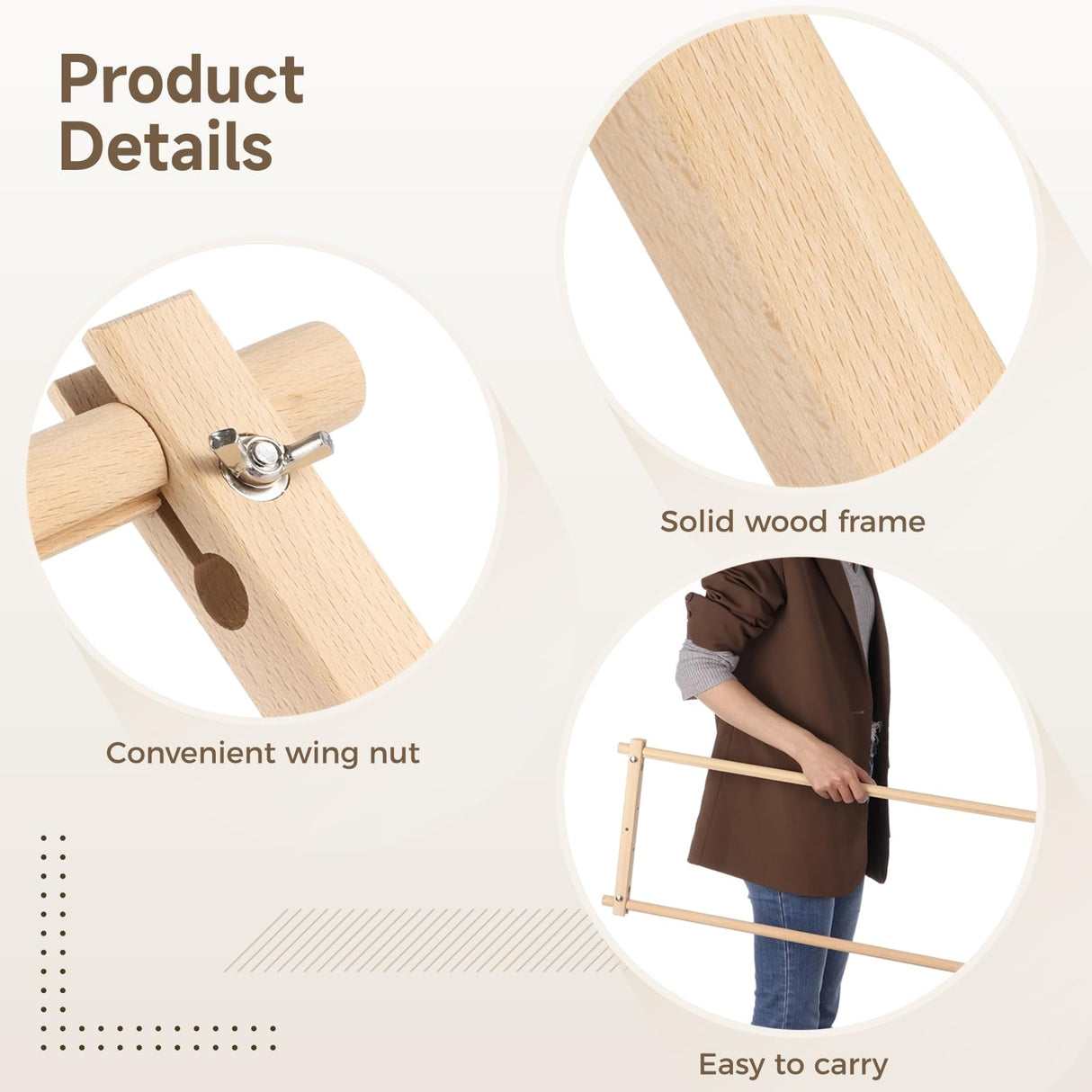 32.8 x 12 Inches Frames for Cross Stitch, Embroidery Scroll Wood Needlework Frame, Needlepoint Scroll Frame, Quilting Hoop Stand, Stitching Needlepoint Holder Tool Wooden Sewing Frame Tideme