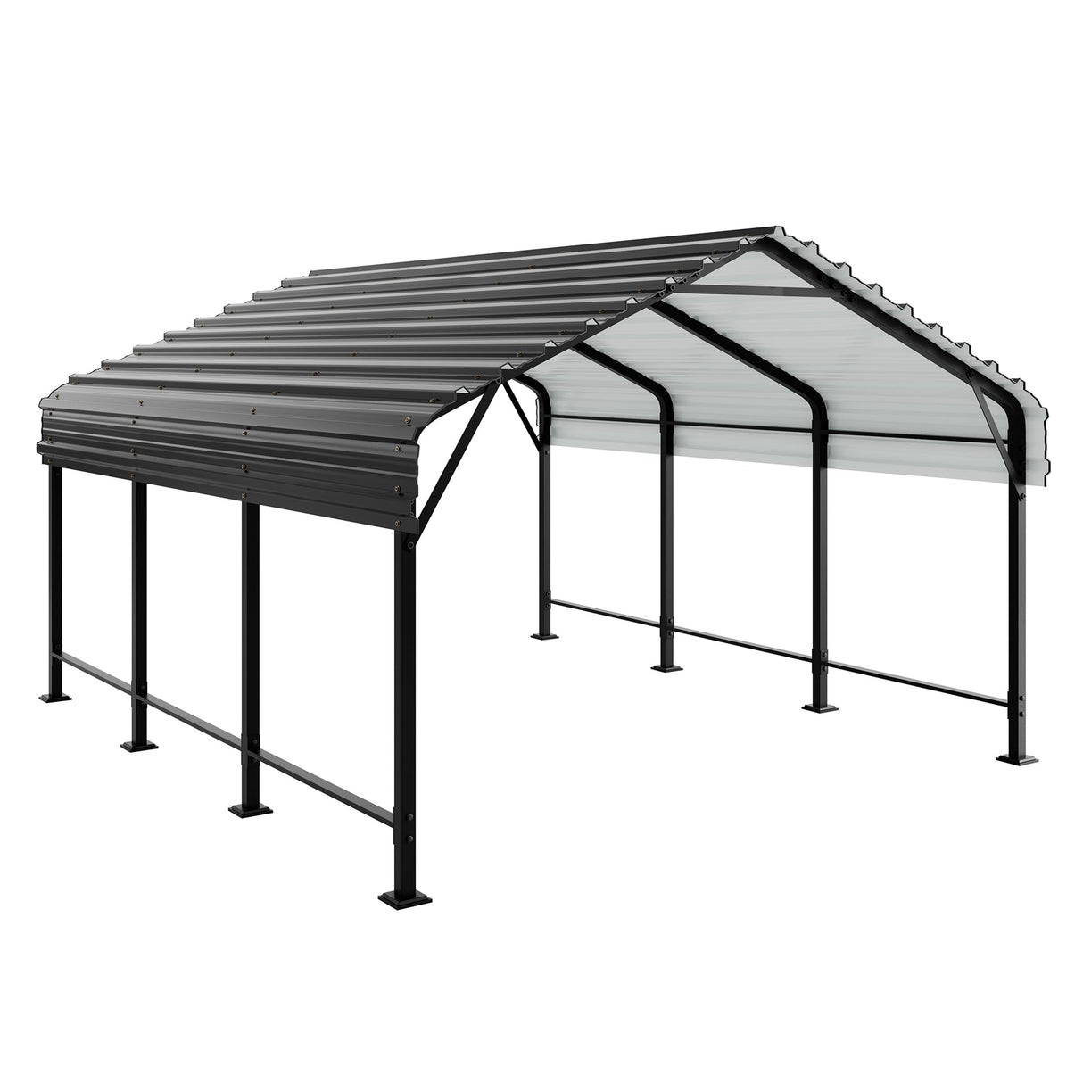 JAMFLY 12X15 FT Carport, Heavy Duty Carport Canopy with Galvanized Steel Roof and Frame, Metal Carport Upgraded Extra Large Garage for Pickup, Boat, Car and Tractors JAMFLY