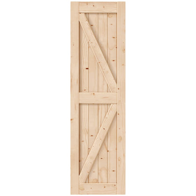 EaseLife 24in x 84in Sliding Barn Wood Door,Interior Doors,DIY Assemblely,Solid Natural Spruce Panelled Slab,Easy Install,Apply to Rooms & Storage