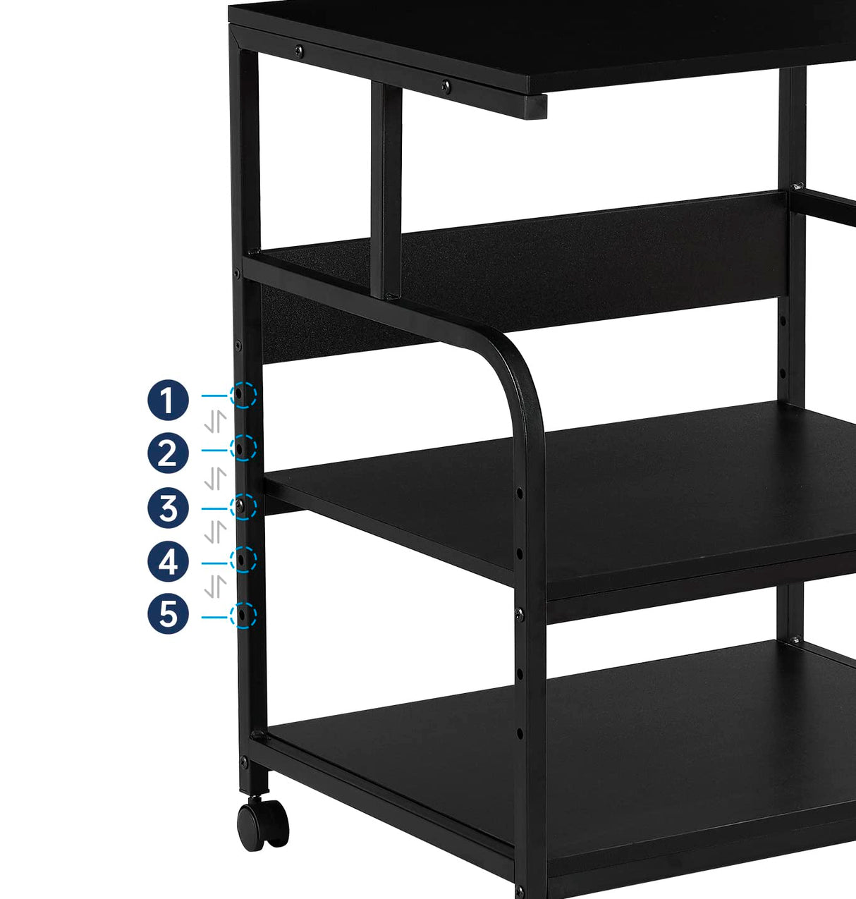 Fannova Printer Stand, 23.6 x18.9 x 29.5 Inches Large Printer Table with Adjustable Storage Shelf, 3 Tier Rolling Printer Cart with Wheels for Home Office, Stand for Heat Press Mini Fridge, Black Fannova