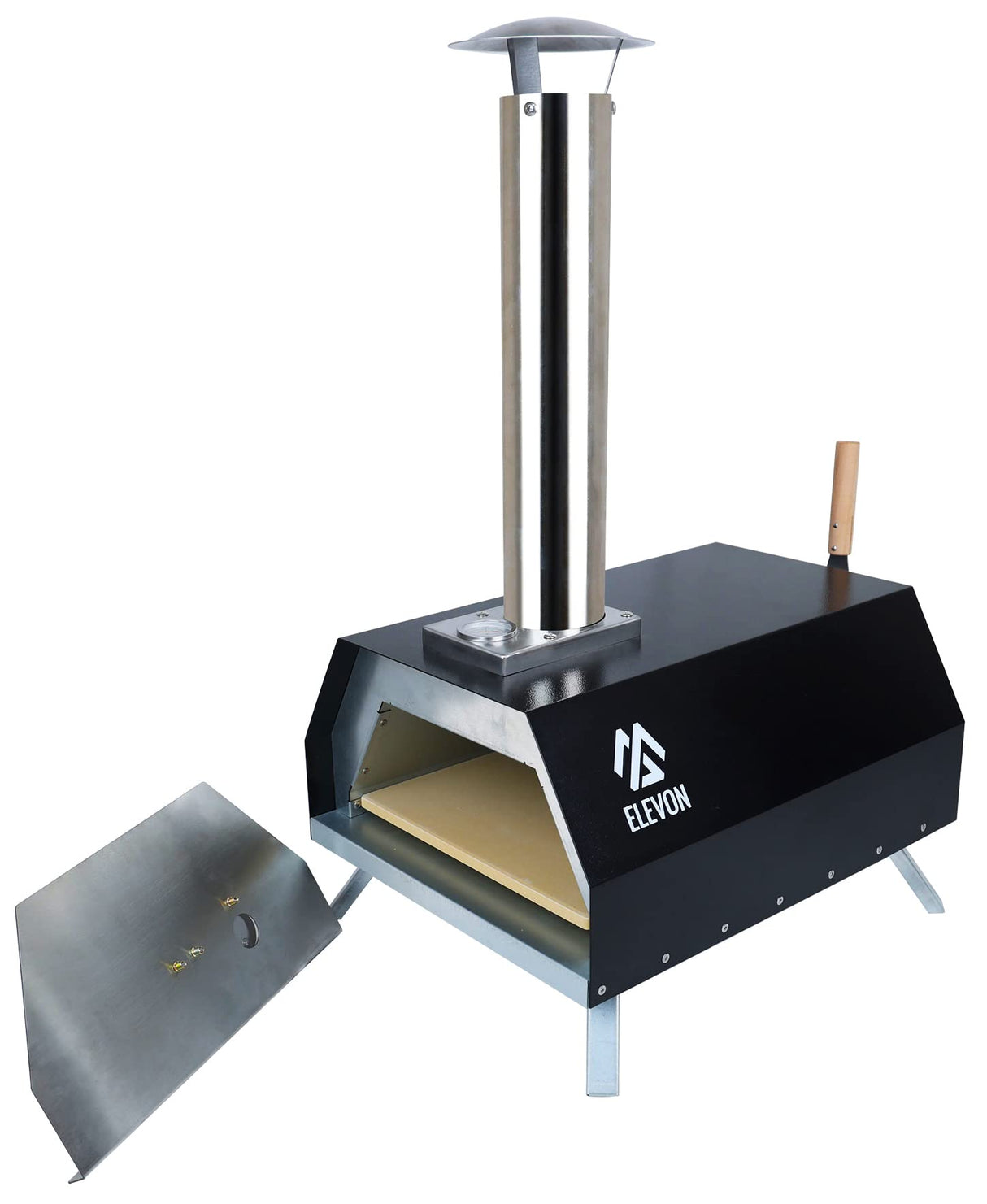 Elevon Pizza Oven Wood Fired Pizza Maker, Portable Stainless Steel, Pizza Grill, Outdoors with Pizza Peel and Pizza Stone Elevon