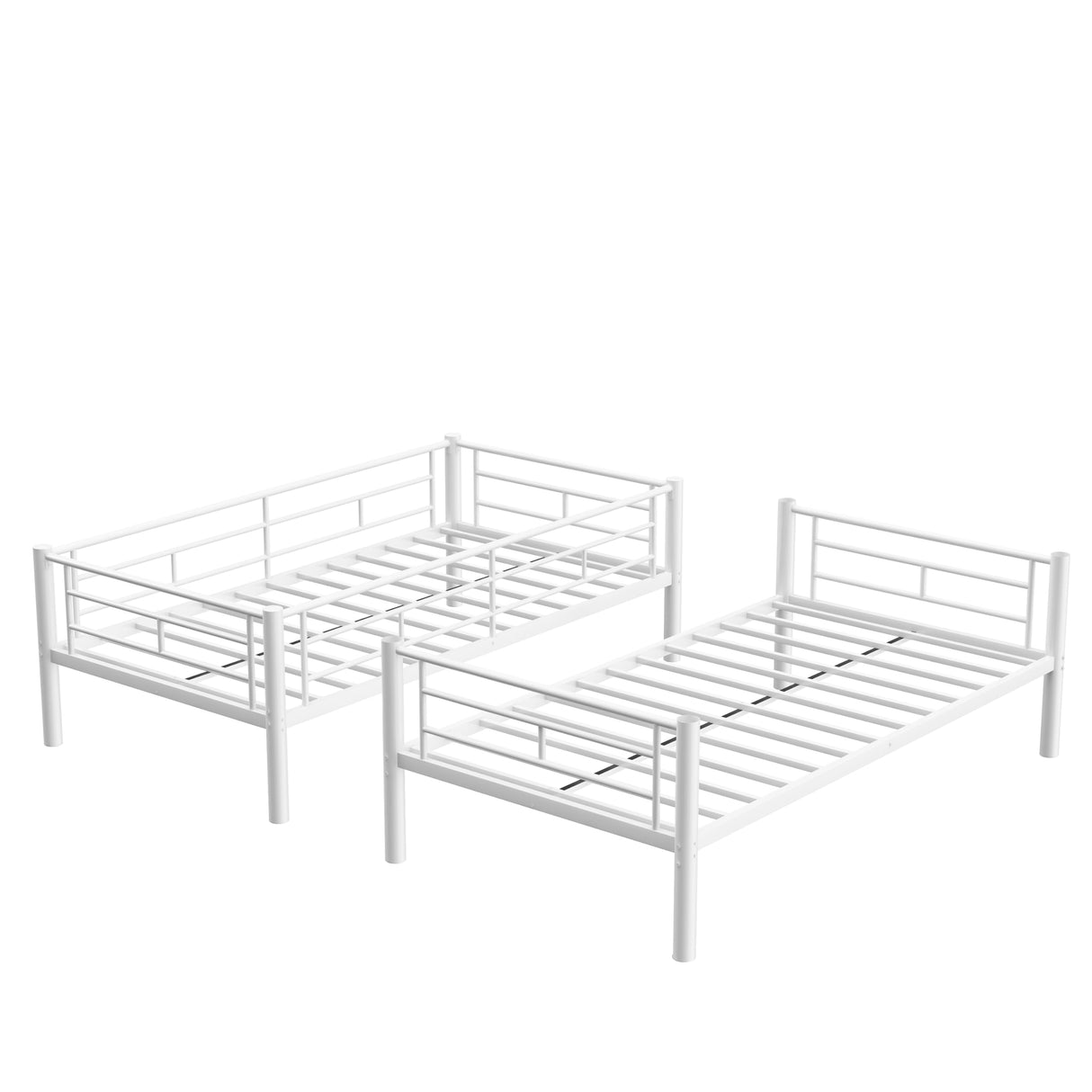 Bellemave Bunk Bed Twin Over Twin, Twin Bunk Beds with High Guardrail and Build in Ladder, Kids Bunk Beds with Slats, No Box Spring Needed, White Bellemave